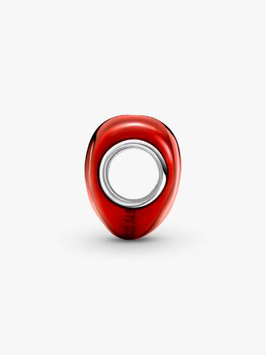 Charm de coração vermelho metalizado
