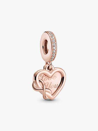 Charm Pendente Coração com Infinito Te Amo