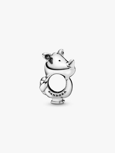 Rhinoceros silver charm