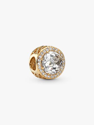 Abstract charm in 14k with clear cubic zirconia