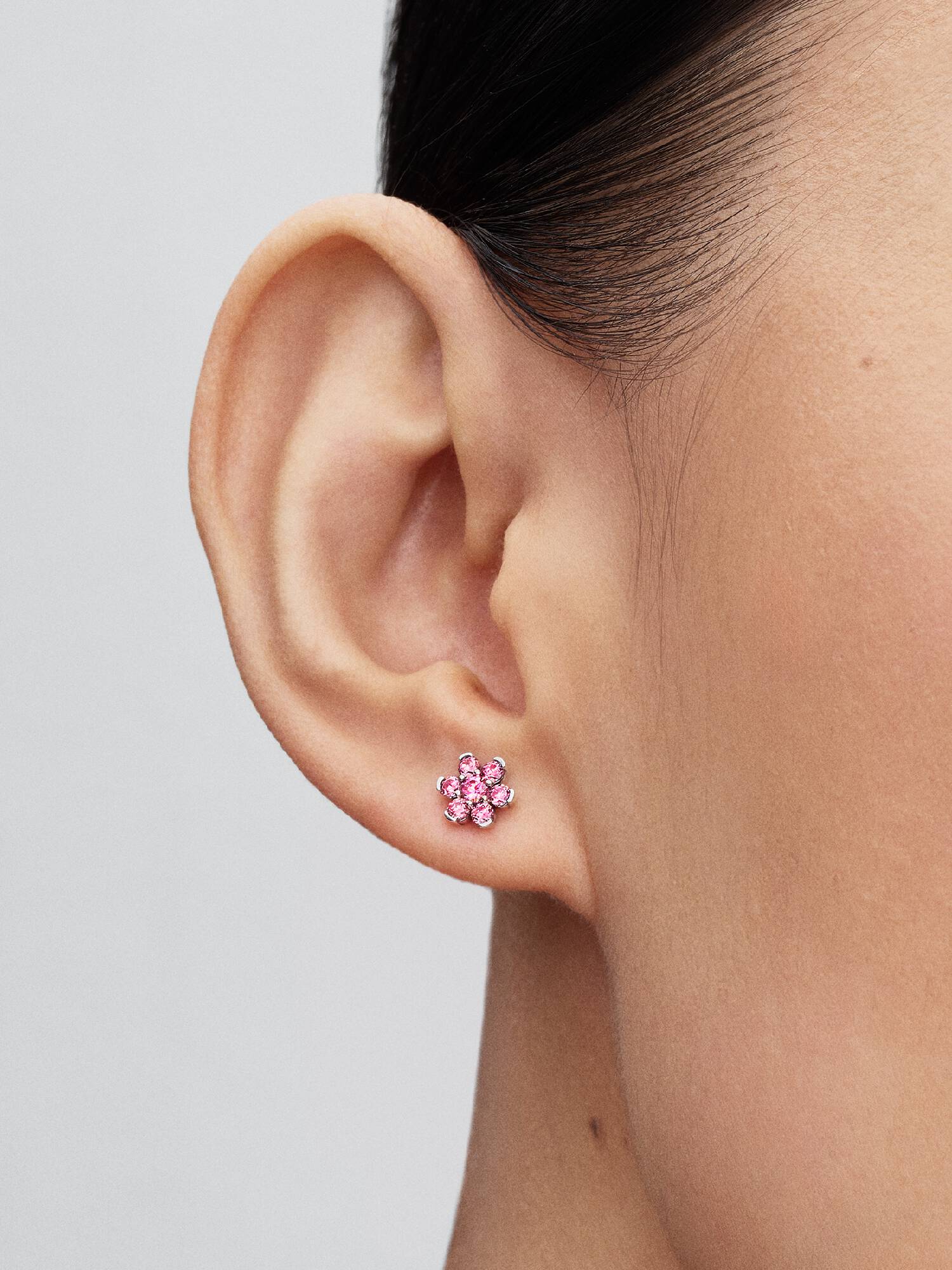 Brincos Petit Flor Cor-de-Rosa Brilhante