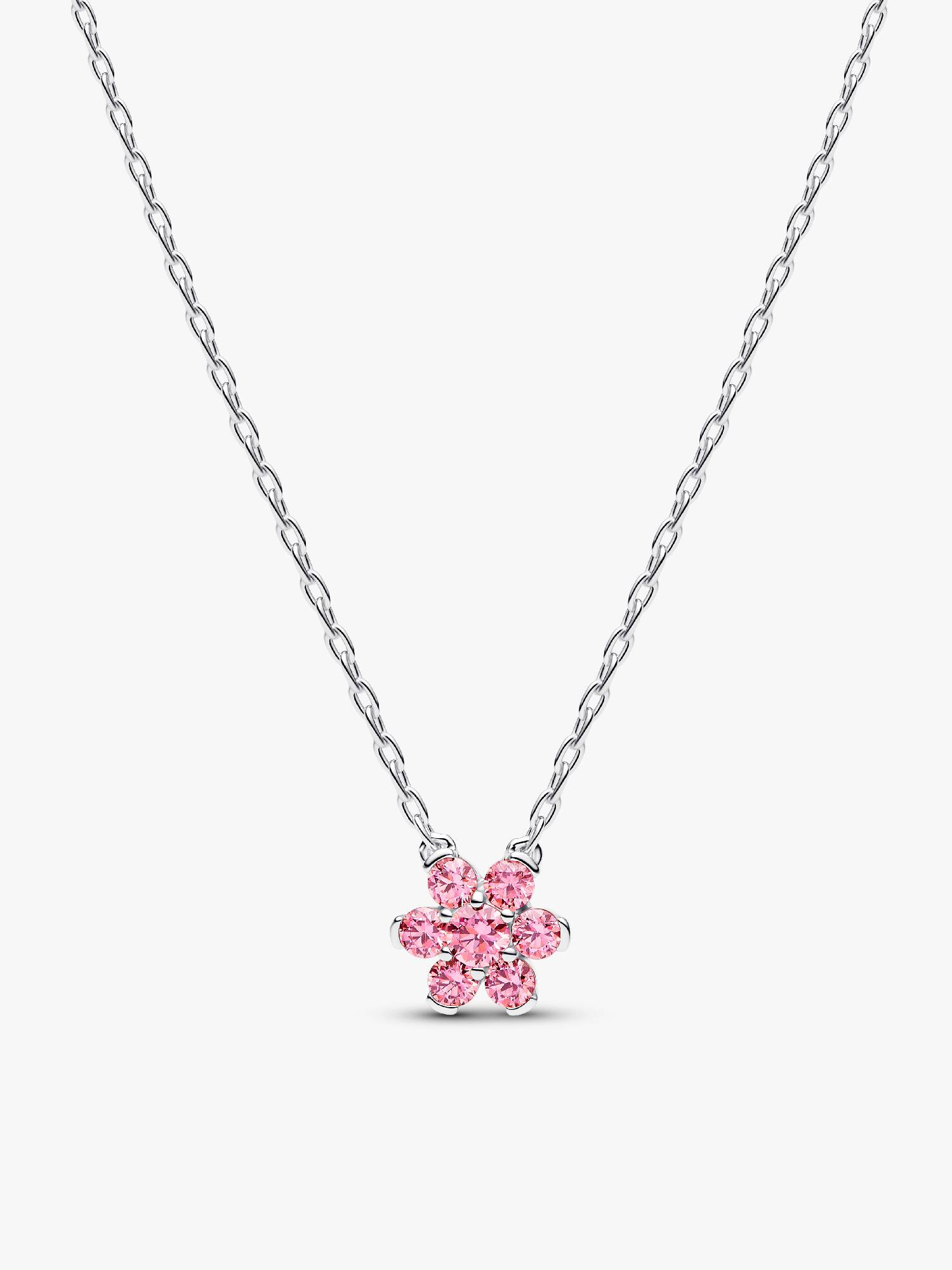 Colar com Pendente Flor Cor-de-Rosa Brilhante