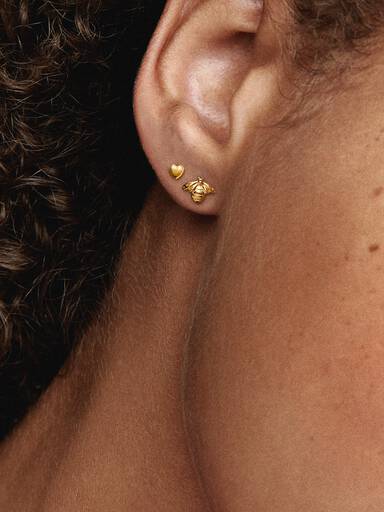 Bee and heart PANDORA Shine stud earrings