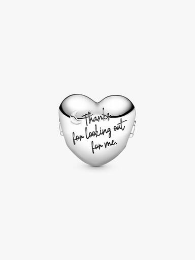 Mum heart silver charm with blue enamel