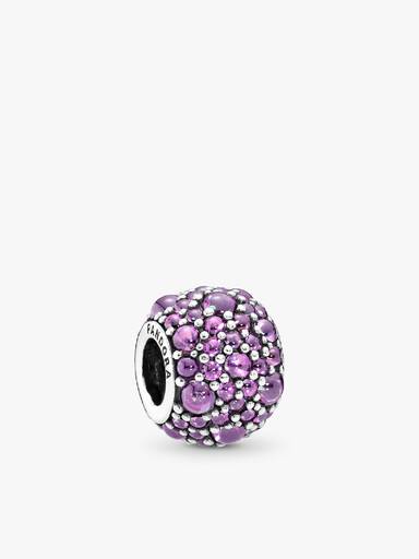 Silver charm with fancy purple cubic zirconia