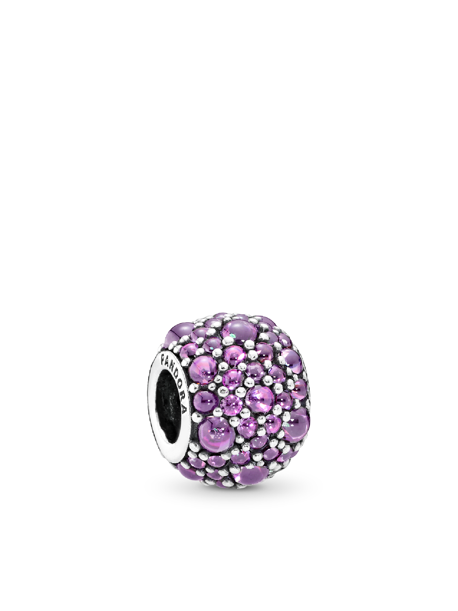 Silver charm with fancy purple cubic zirconia
