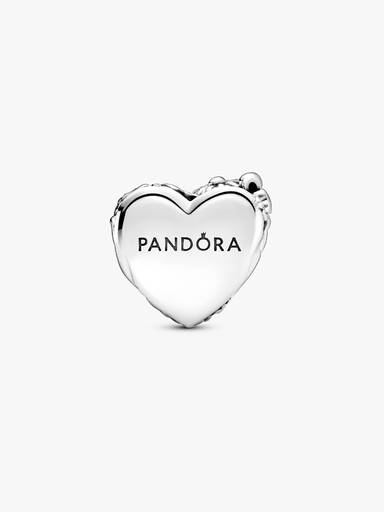 Flower and bow heart sterling silver charm