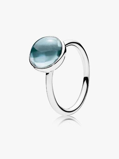 Anel Poetic Droplet, Aqua Azul Cristal
