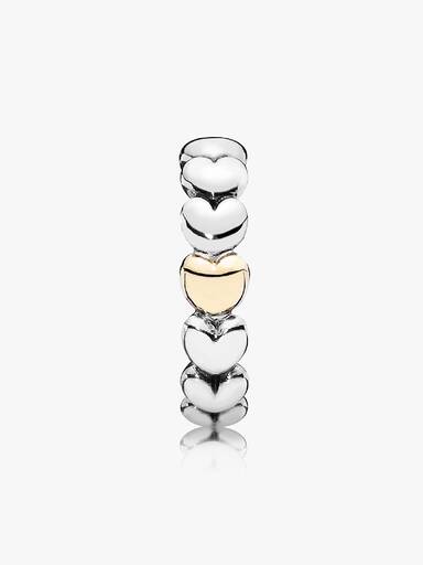 Hearts silver ring with 14k heart