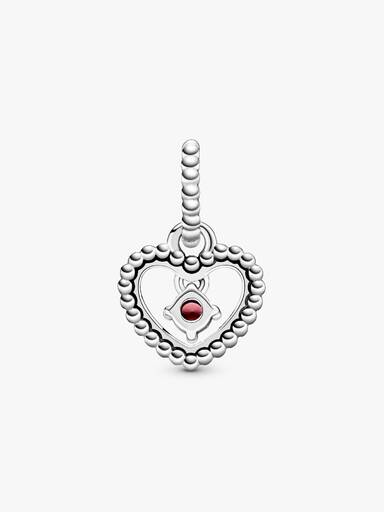 Heart sterling silver dangle with blazing red crystal