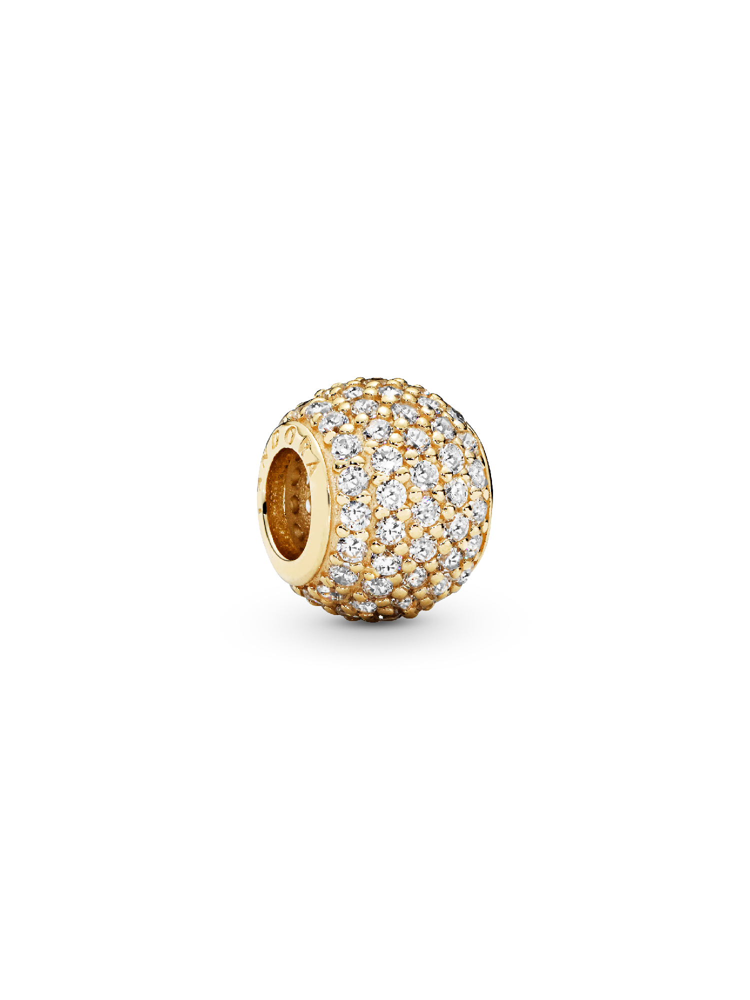 Abstract pave gold charm with cubic zirconia