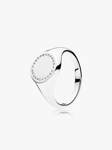 Anel Circle Selo, Zircônia Cúbica Transparente
