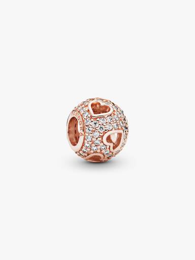 PANDORA Rose pave charm with clear cubic zirconia and cut-out hearts