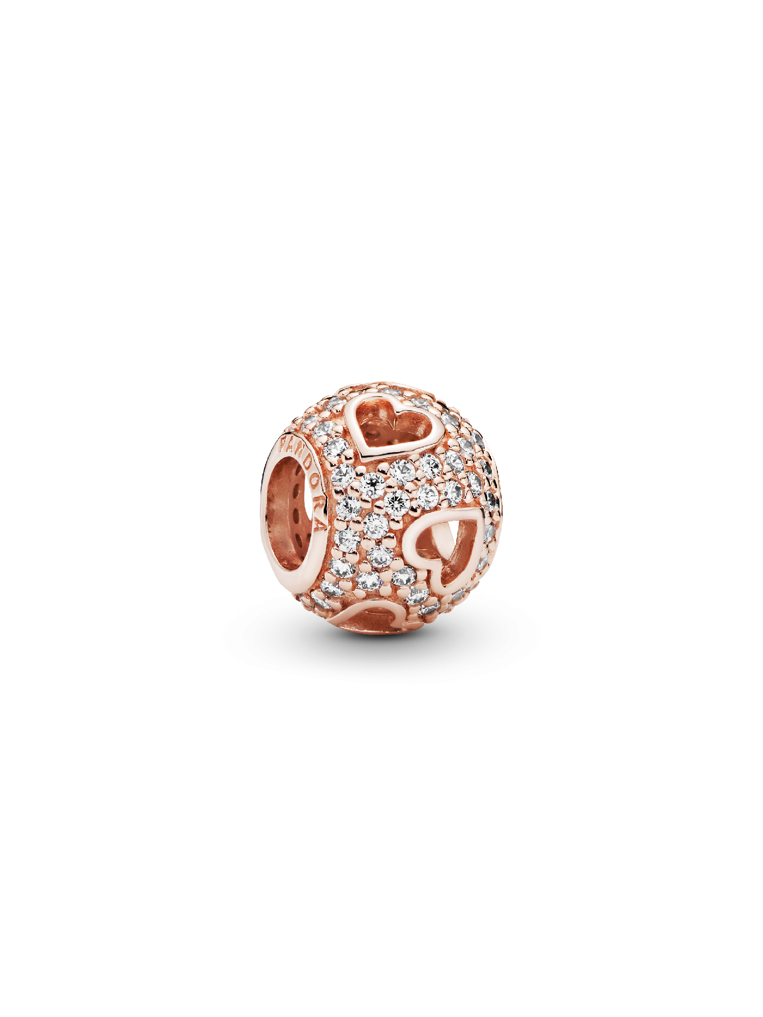 PANDORA Rose pave charm with clear cubic zirconia and cut-out hearts