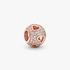 PANDORA Rose pave charm with clear cubic zirconia and cut-out hearts PANDORA Rose pave charm with clear cubic zirconia and cut-out hearts