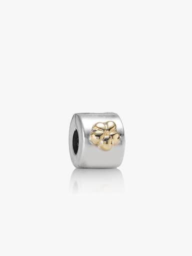 Floral silver clip with 14k