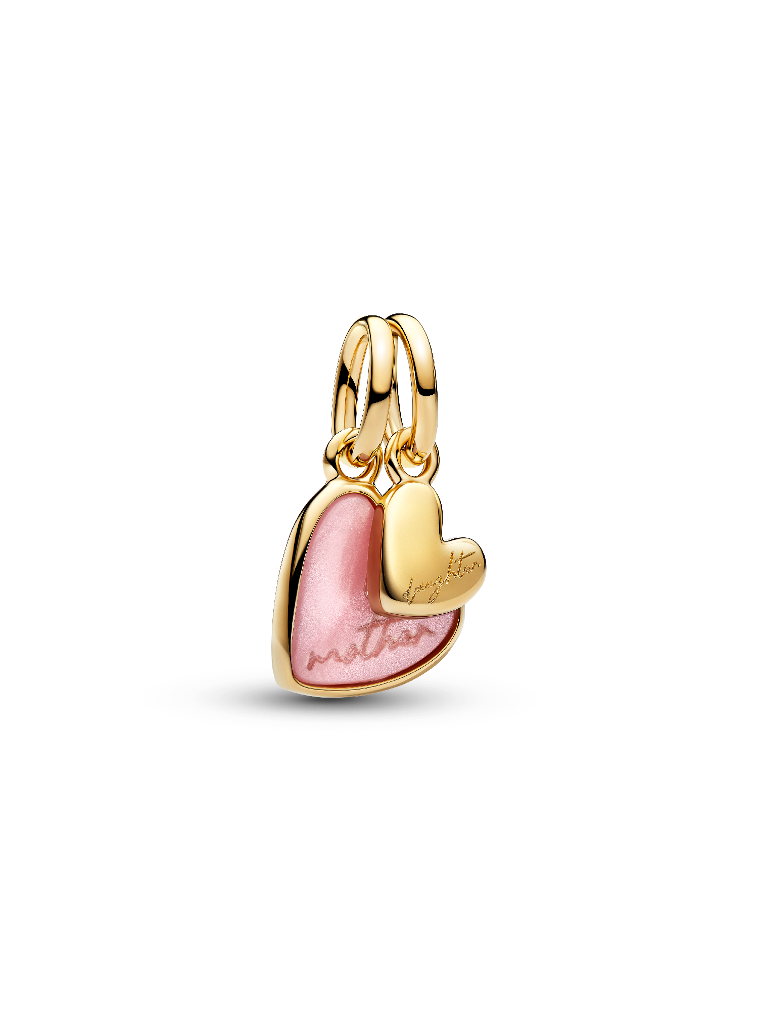 Charm pendente divisível “Mãe e Filha” rosa.