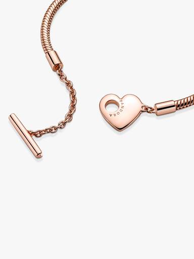 Pulseira Corrente Snake com Fecho em T e Coração