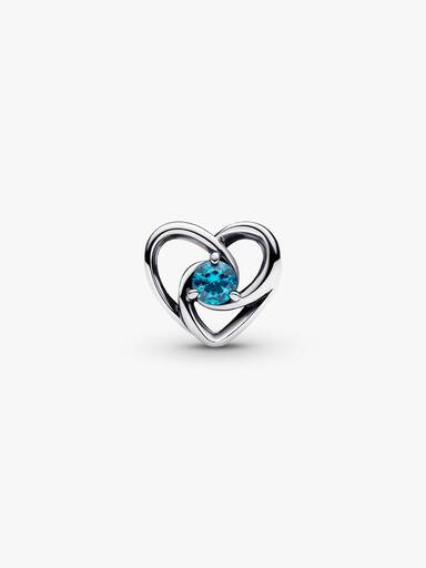 Heart sterling silver charm with London blue crystal
