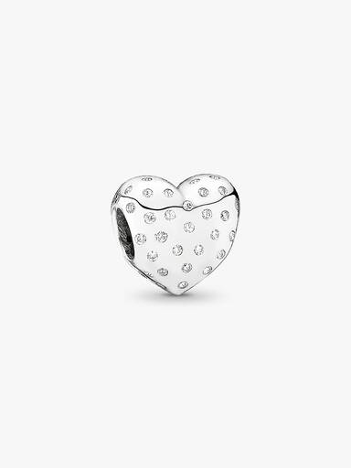 Heart silver charm with cubic zirconia