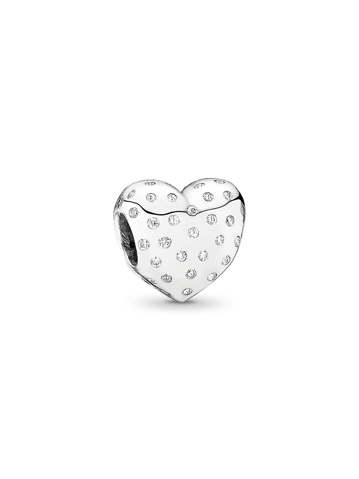 Heart silver charm with cubic zirconia
