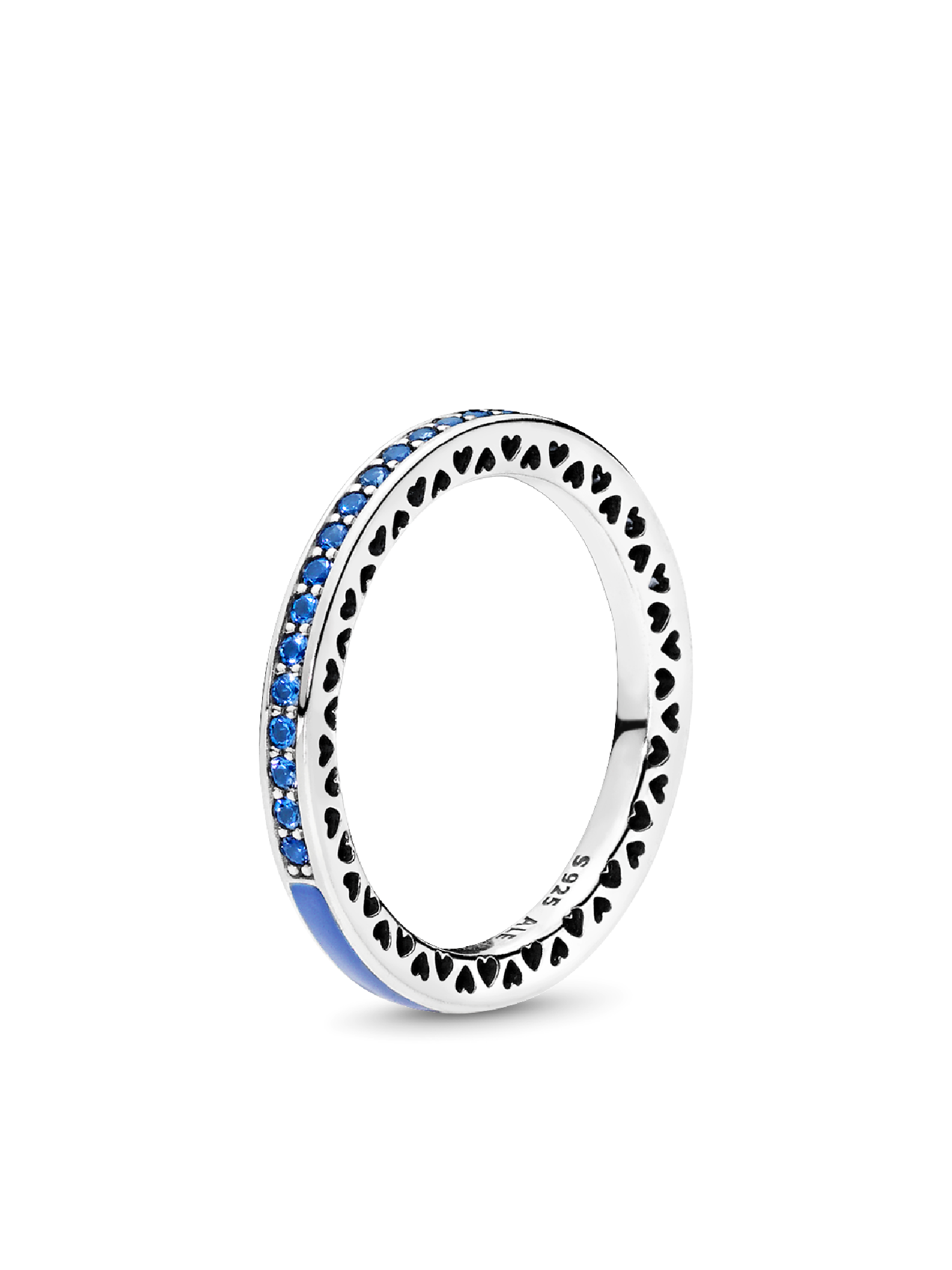Silver ring with royal blue crystal and blue enamel