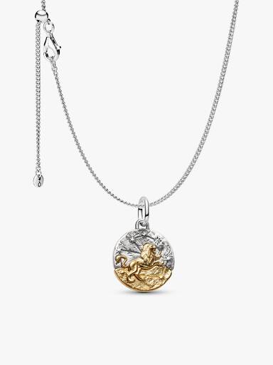 Conjunto de Colar com Charm de Medalhão de Leão