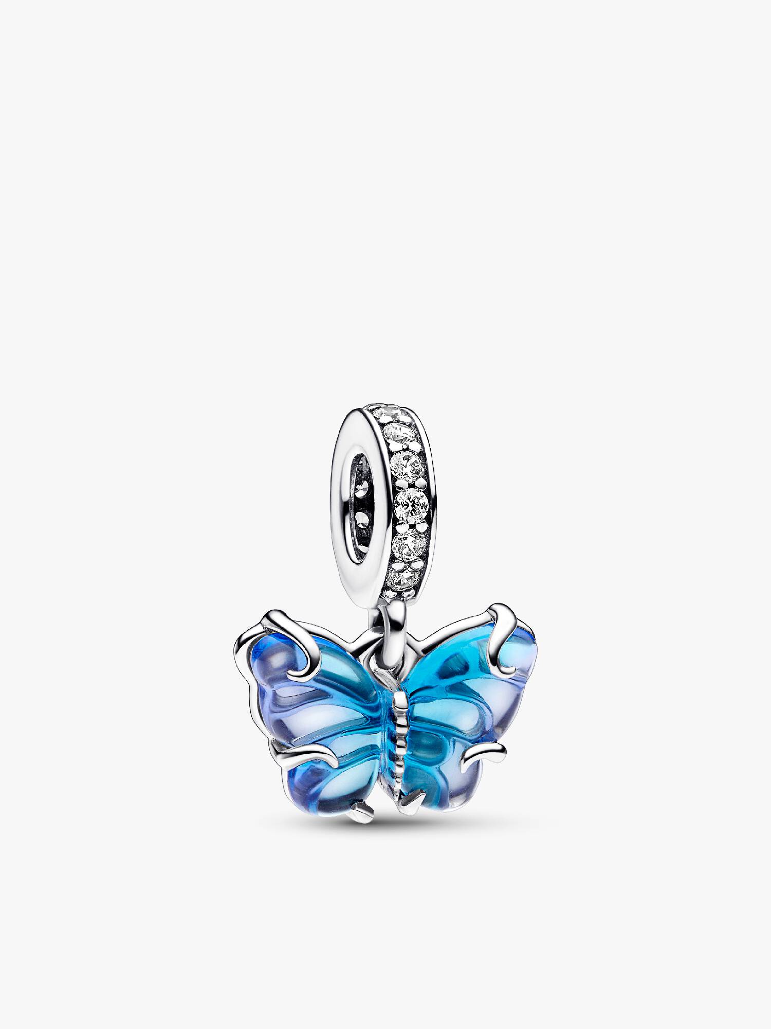 Charm pendente de borboleta em vidro de Murano em degradê azul