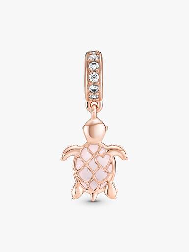 Charm Pendente Tartaruga Marinha em Murano Rosa