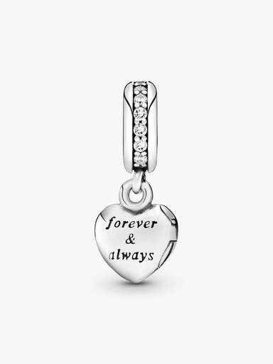 My beautiful wife heart silver dangle with cubic zirconia