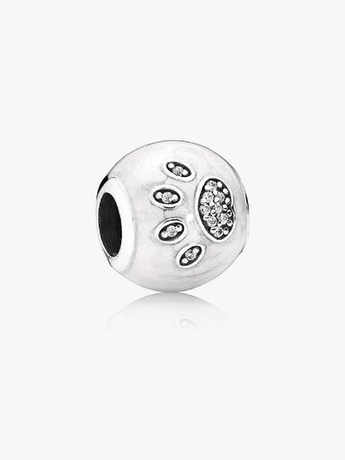 I love pets silver charm with silver enamel and cubic zirconia