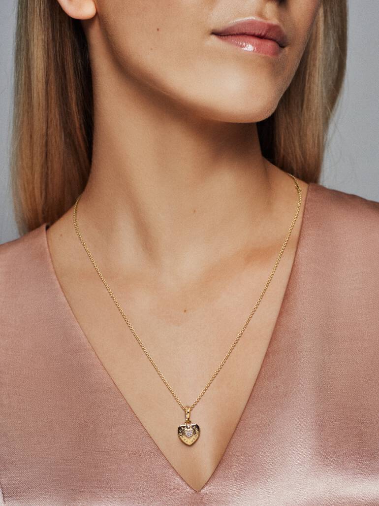PANDORA Shine logo heart pendant with clear cubic zirconia