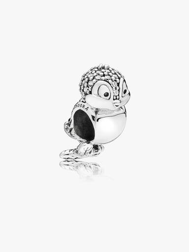 Disney Snow White bird silver charm with clear cubic zirconia