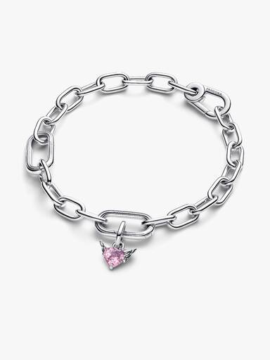 Mini Charm Pendente Coração Rosa com Asas
