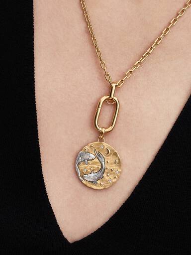 Charm Medalhão extragrande do Zodíaco do signo de Peixes