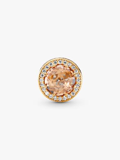 Abstract PANDORA Shine charm with clear and light golden coloured cubic zirconia