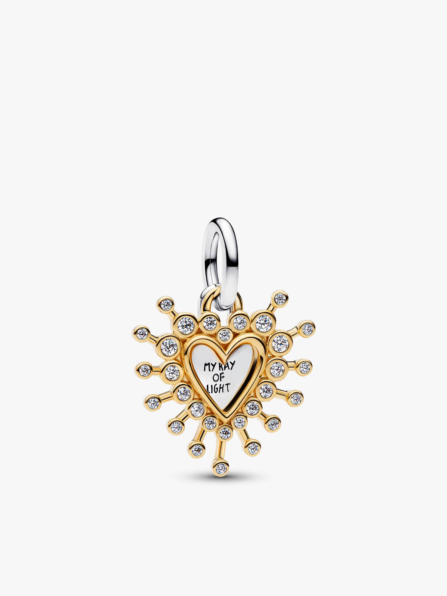 Charm pendente duplo com coração radiante