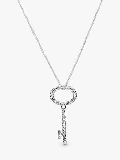 Regal pattern key silver pendant and necklace