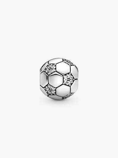 Football sterling silver charm with clear cubic zirconia