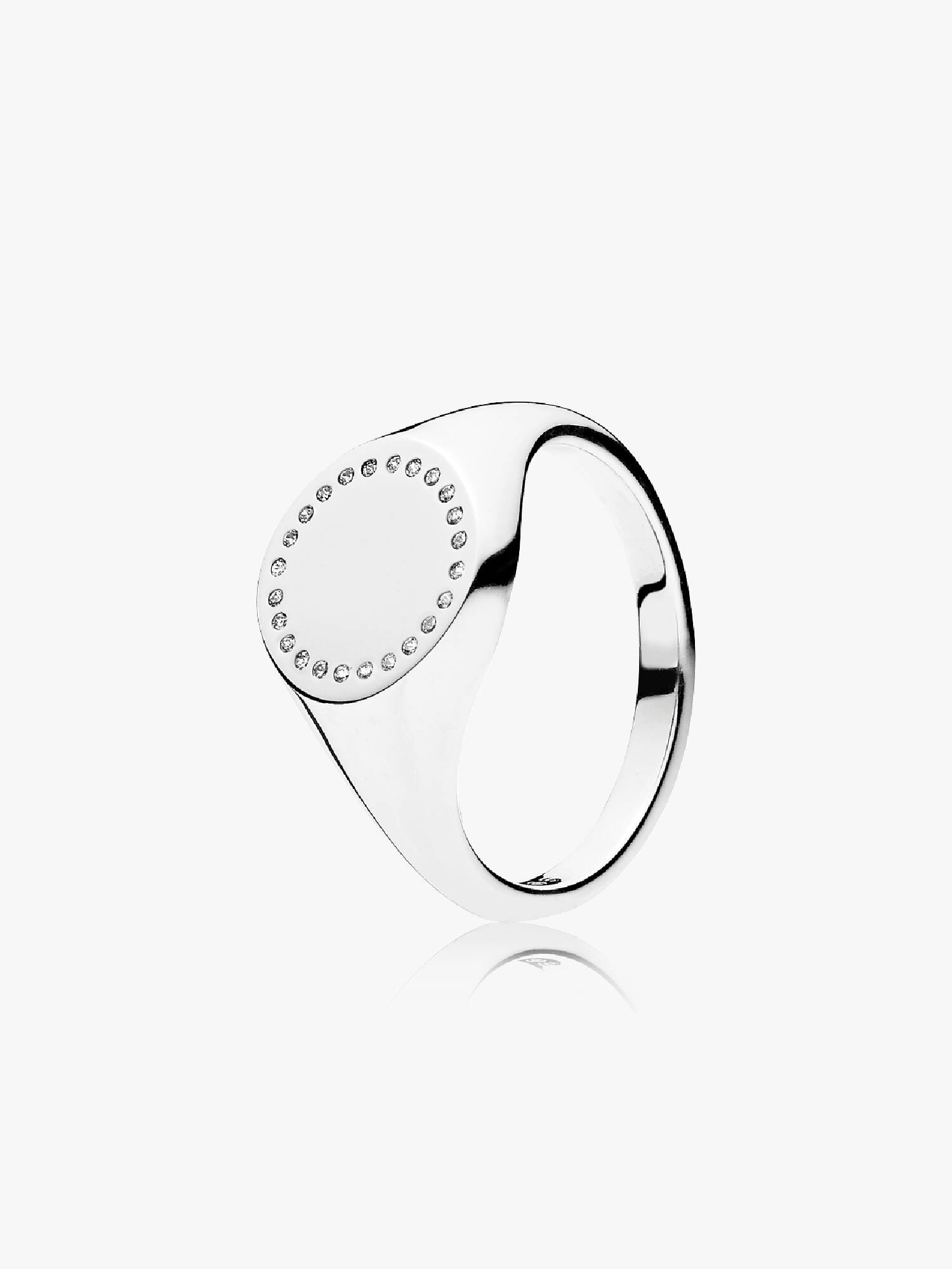 Anel Circle Selo, Zircônia Cúbica Transparente