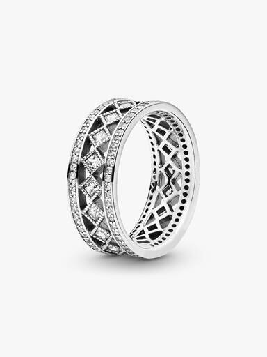 Silver ring with clear cubic zirconia