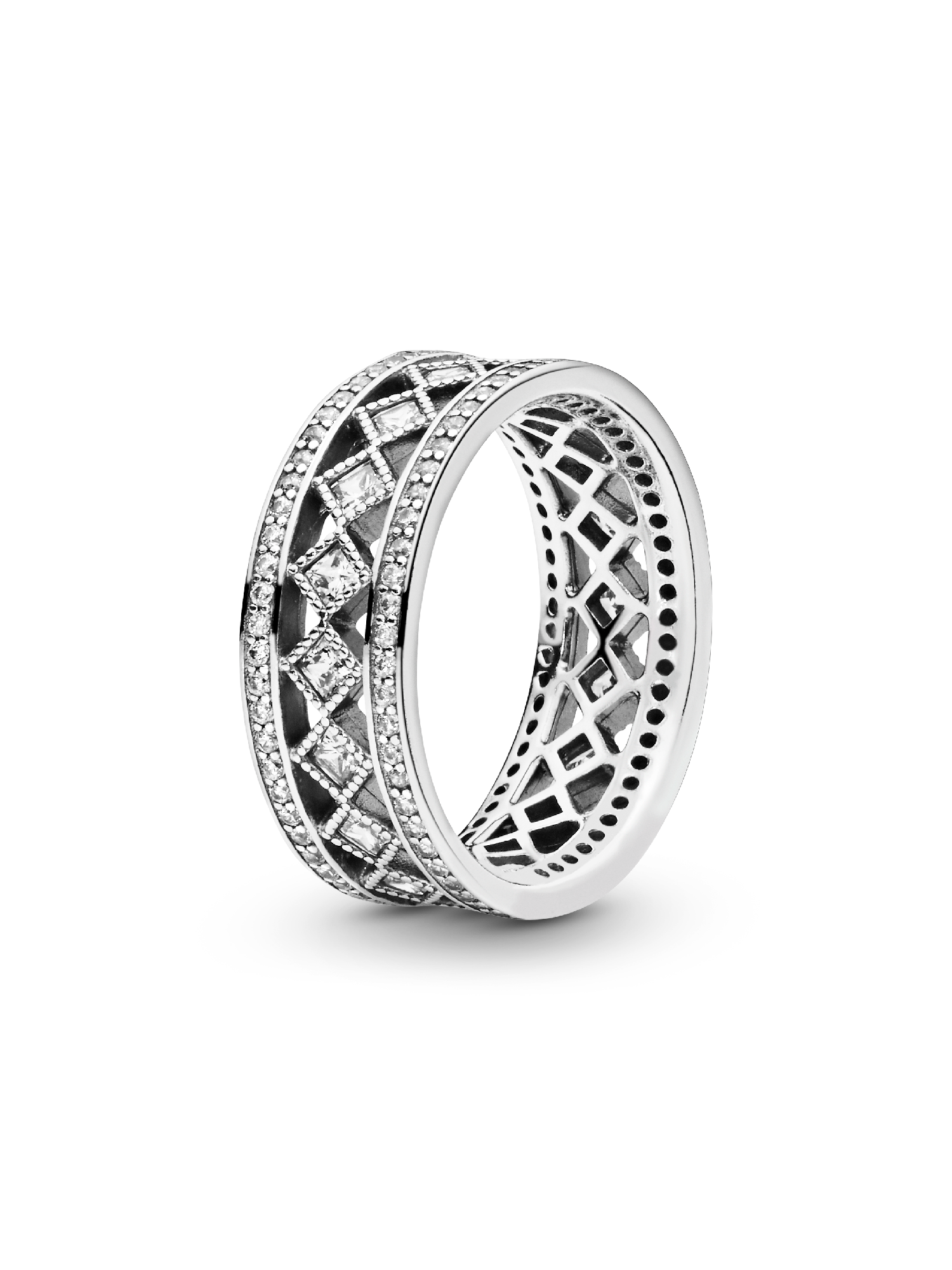 Silver ring with clear cubic zirconia