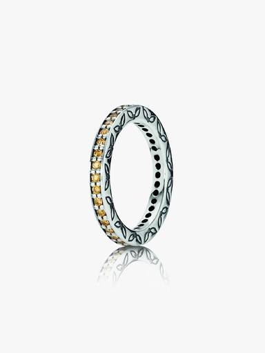 Silver ring, honey cubic zirconia