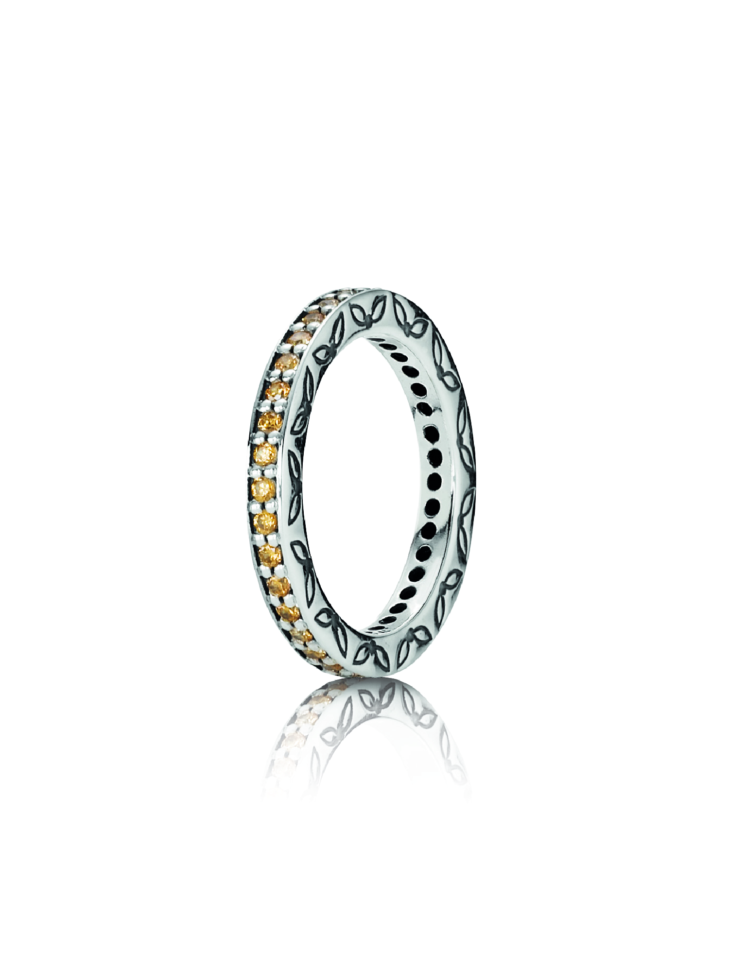 Silver ring, honey cubic zirconia