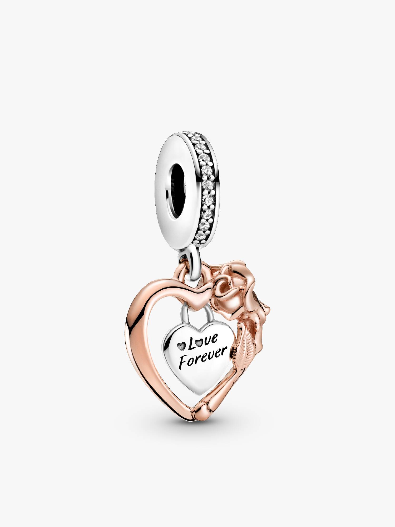 Charm Pendente Coração Y Rosa