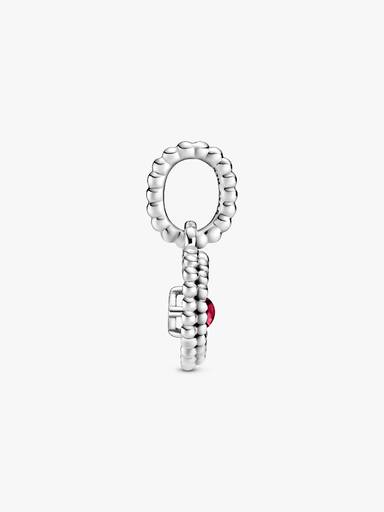 Heart sterling silver dangle with dark red crystal