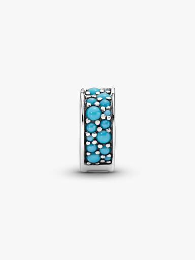 Heart silver clip with cyan blue crystal and silicon grip