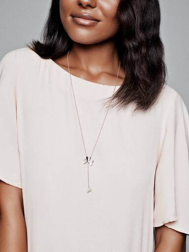 Clover silver Y-necklace