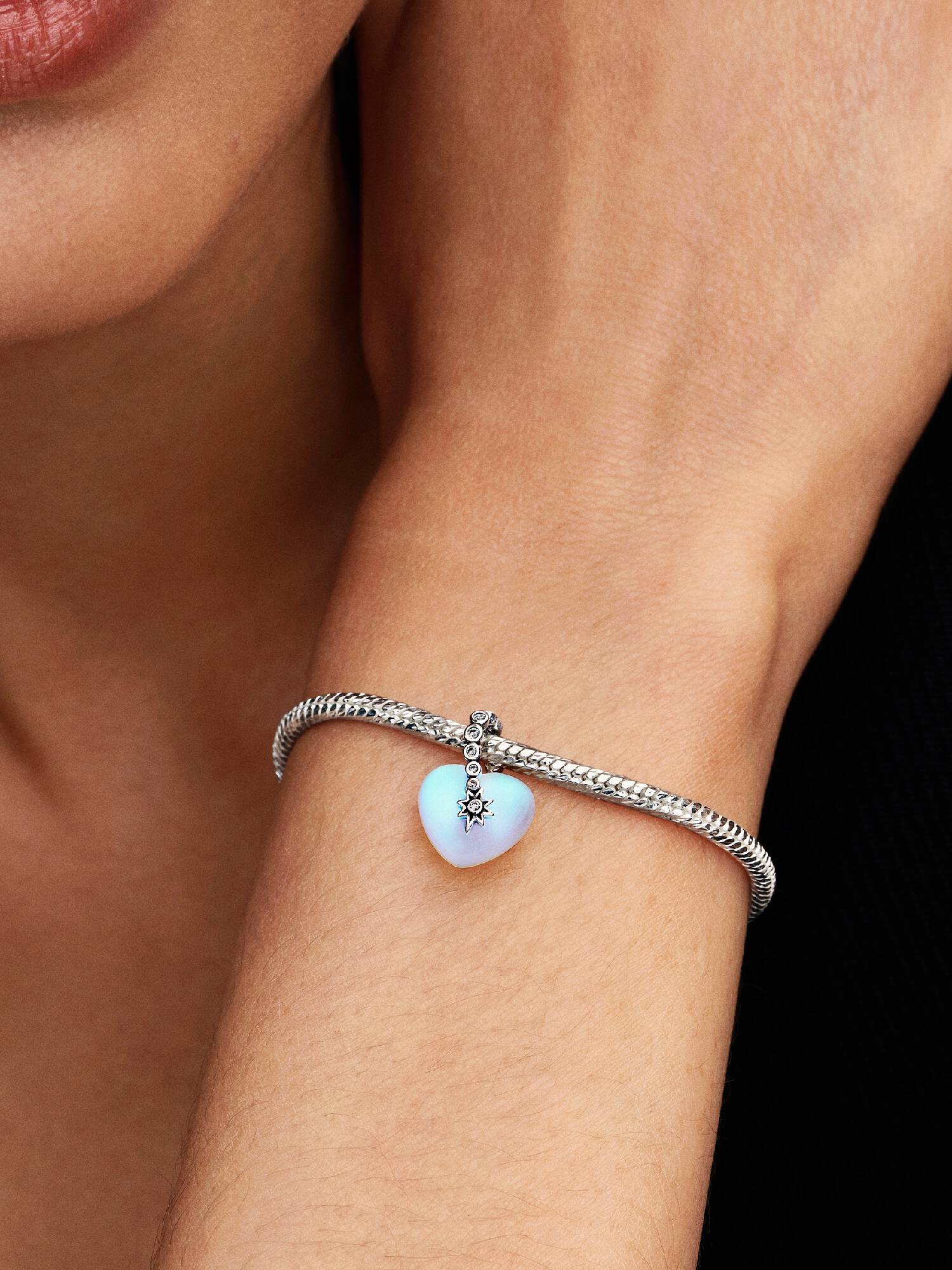 Charm pendente com Estrela Cadente e Coração