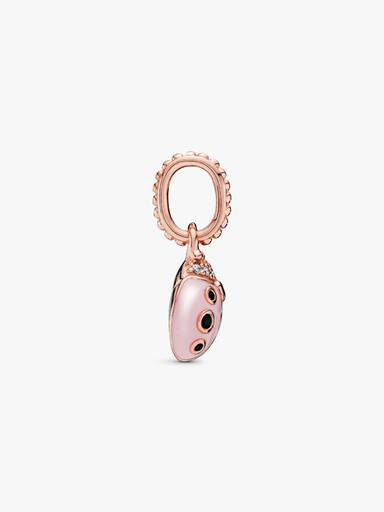 Ladybird 14k rose gold-plated pendant with clear cubic zirconia, black crystal and pink enamel
